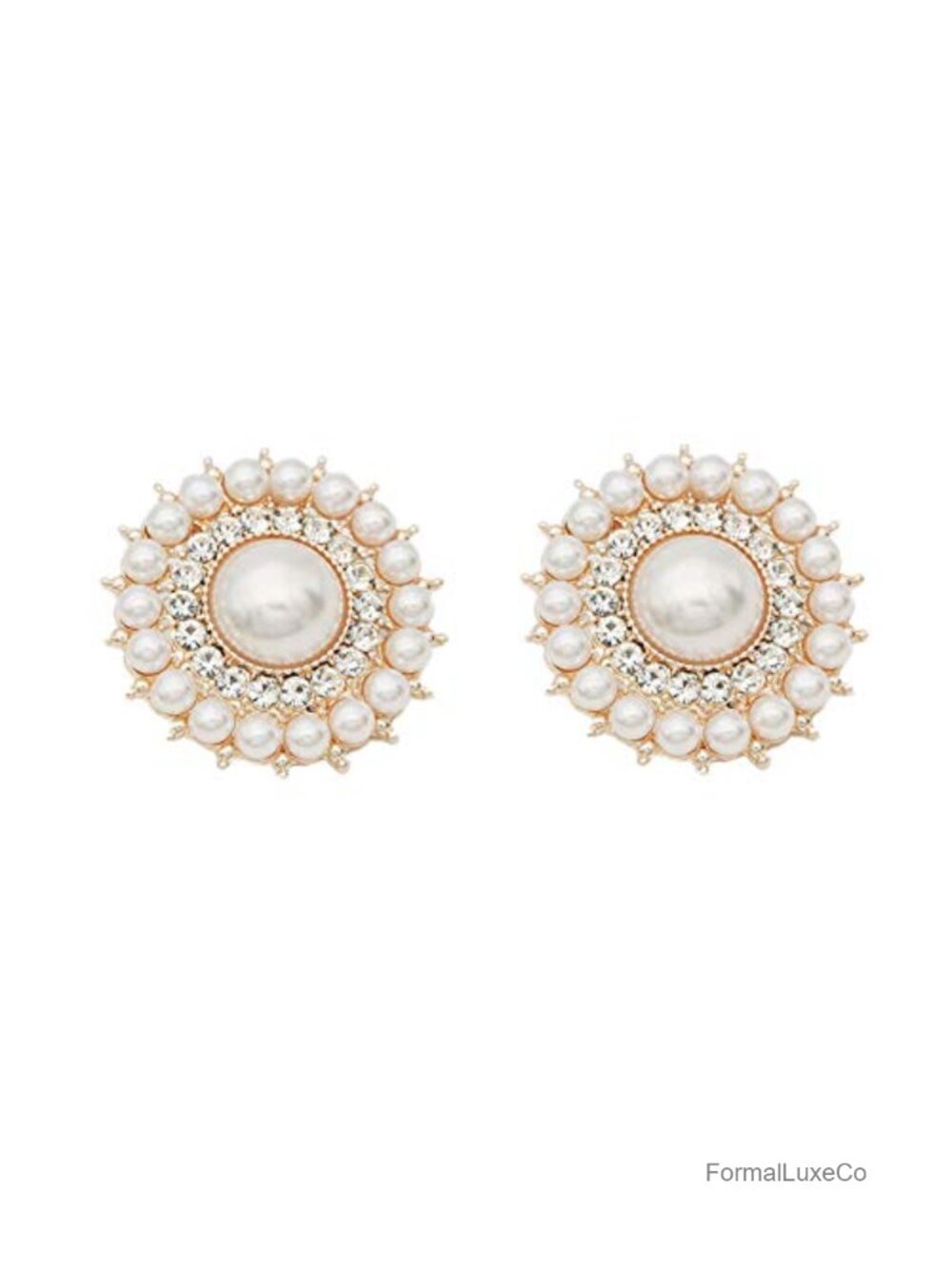 Round Pearl Rhinestone Shoe Clips Elegant Wedding Party Charms